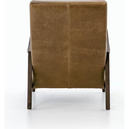 Chance Chair by Four Hands in dakota warm taupe, rubbed sienna brown. Made from top grain leather, solid parawood, 100% polyester in a modern style.