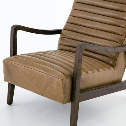 Chance Chair by Four Hands in dakota warm taupe, rubbed sienna brown. Made from top grain leather, solid parawood, 100% polyester in a modern style.
