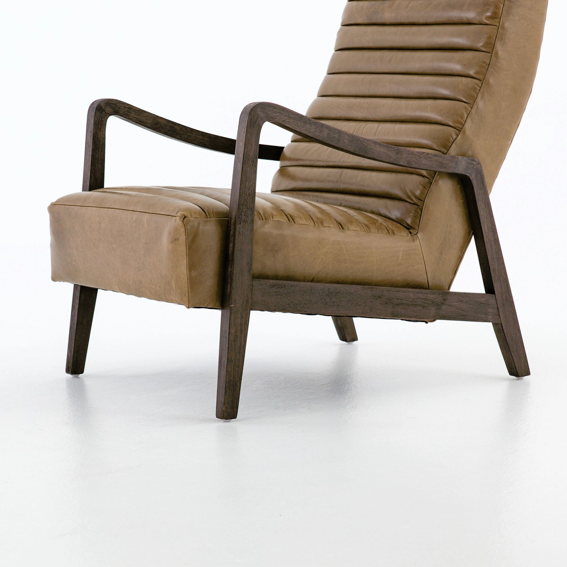 Chance Chair by Four Hands in dakota warm taupe, rubbed sienna brown. Made from top grain leather, solid parawood, 100% polyester in a modern style.
