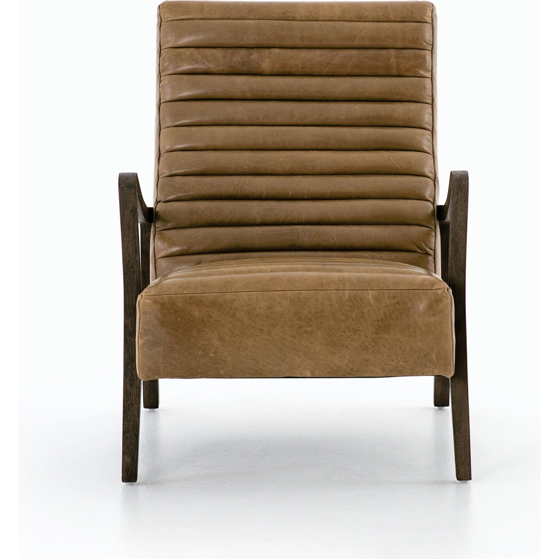 Chance Chair by Four Hands in dakota warm taupe, rubbed sienna brown. Made from top grain leather, solid parawood, 100% polyester in a modern style.