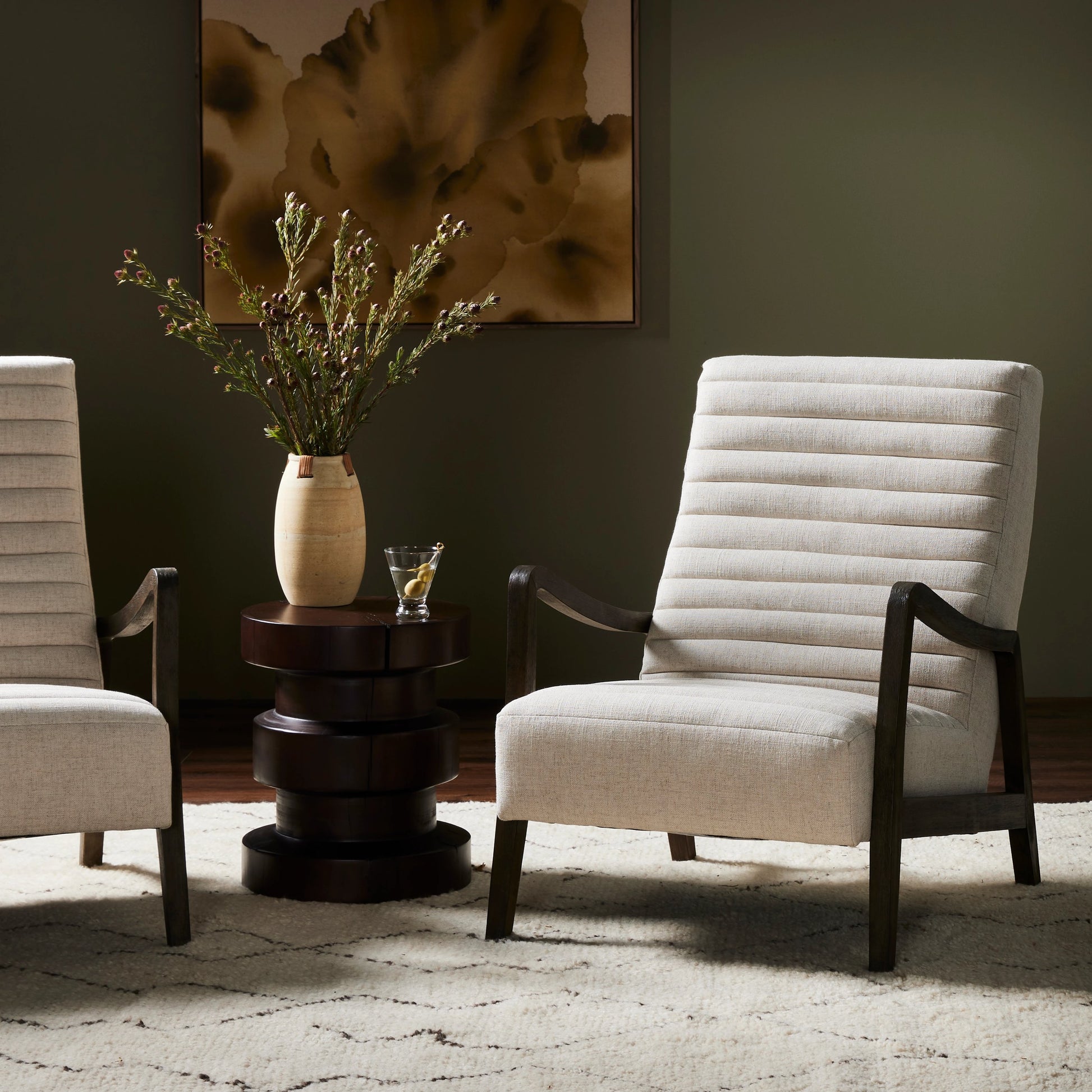 Chance Chair by Four Hands in dakota warm taupe, rubbed sienna brown. Made from top grain leather, solid parawood, 100% polyester in a modern style.
