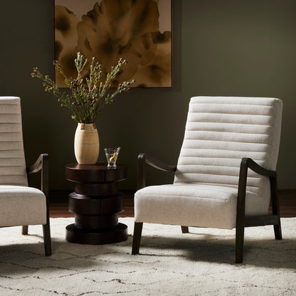 Chance Chair by Four Hands in dakota warm taupe, rubbed sienna brown. Made from top grain leather, solid parawood, 100% polyester in a modern style.