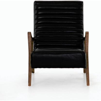 Chance Chair by Four Hands in dakota warm taupe, rubbed sienna brown. Made from top grain leather, solid parawood, 100% polyester in a modern style.