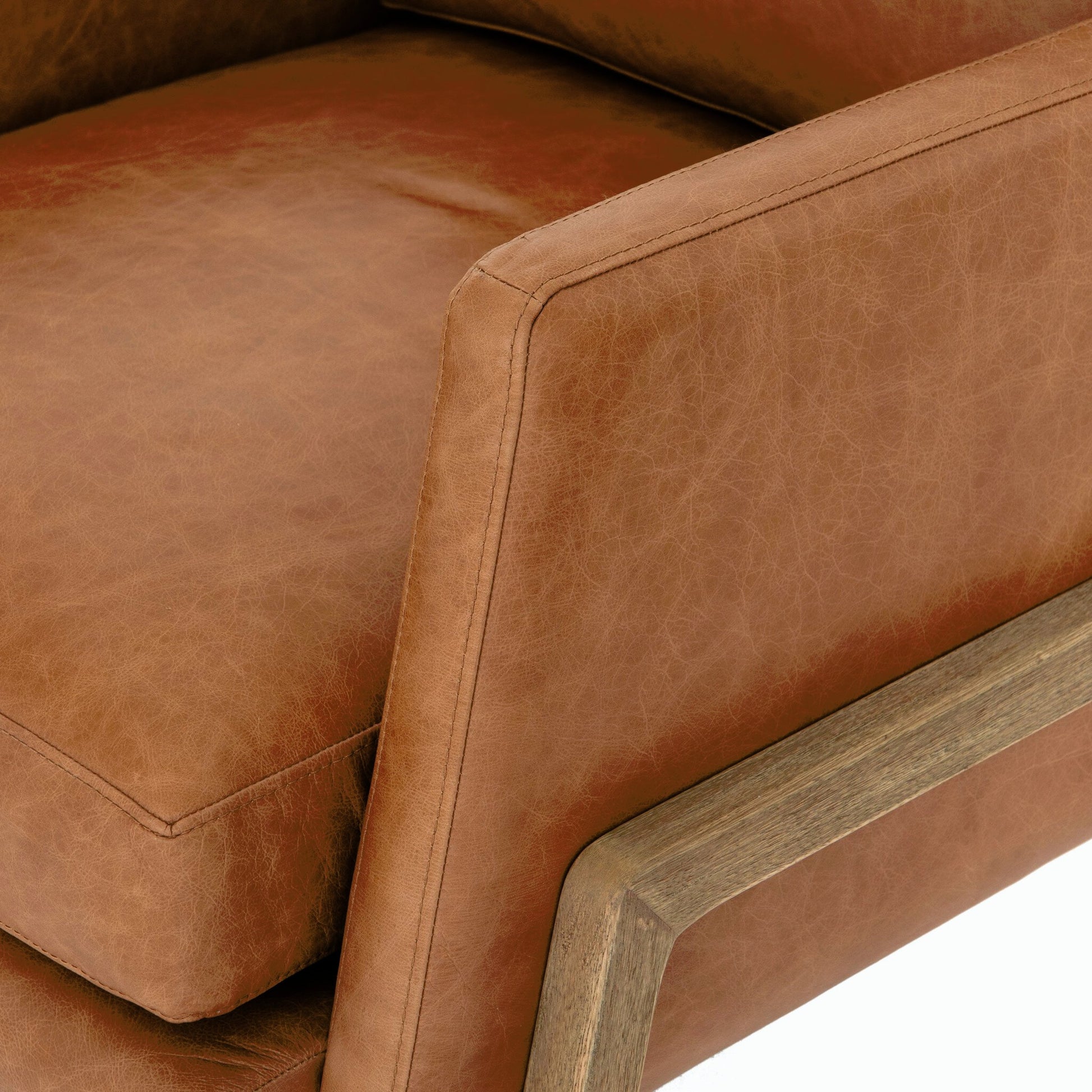 Diana Chair by Four Hands in sonoma butterscotch. Made from top grain leather, solid parawood, 100% polyester in a modern style.