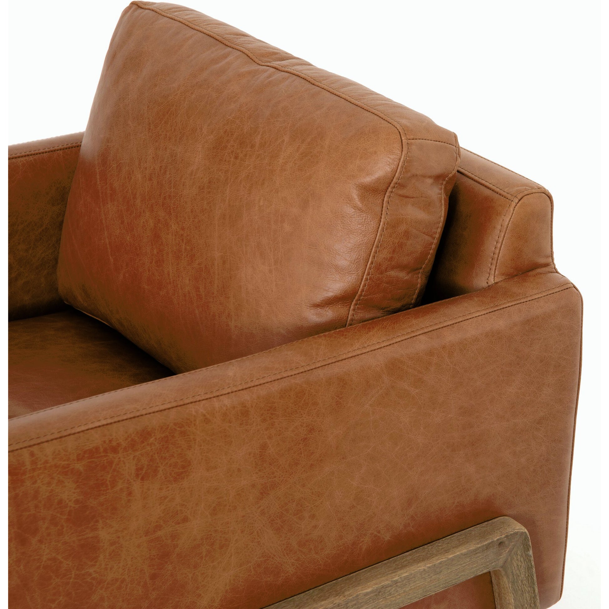 Diana Chair by Four Hands in sonoma butterscotch. Made from top grain leather, solid parawood, 100% polyester in a modern style.