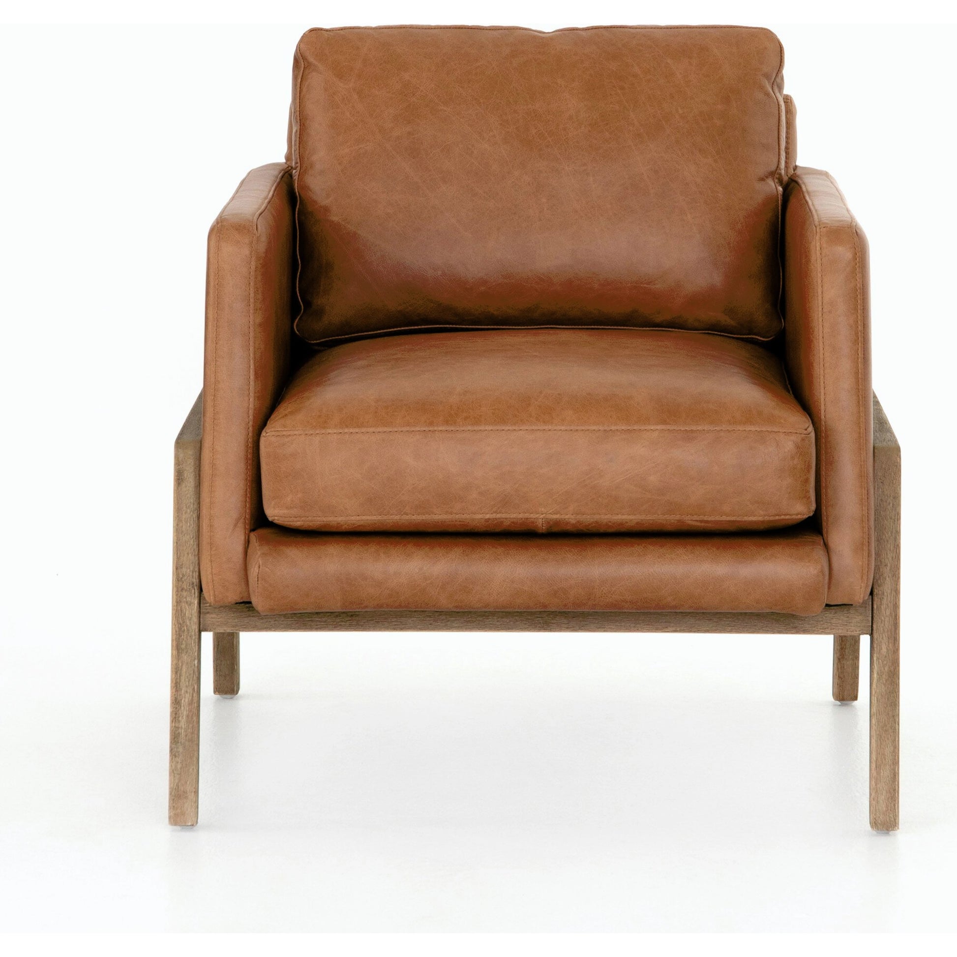 Diana Chair by Four Hands in sonoma butterscotch. Made from top grain leather, solid parawood, 100% polyester in a modern style.