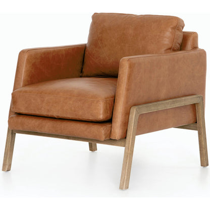 Diana Chair by Four Hands in sonoma butterscotch. Made from top grain leather, solid parawood, 100% polyester in a modern style.