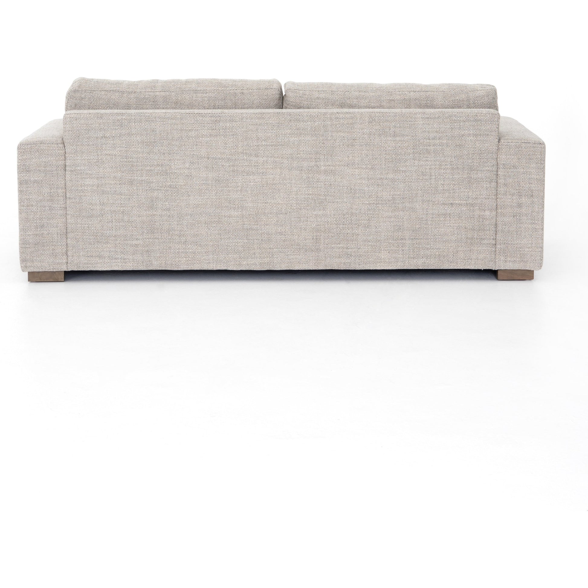 Boone Sofa by Four Hands in washed espresso. Made from 66% polyester, 19% acrylic, 15% flax, linen, solid parawood, 100% polyester in a modern style.