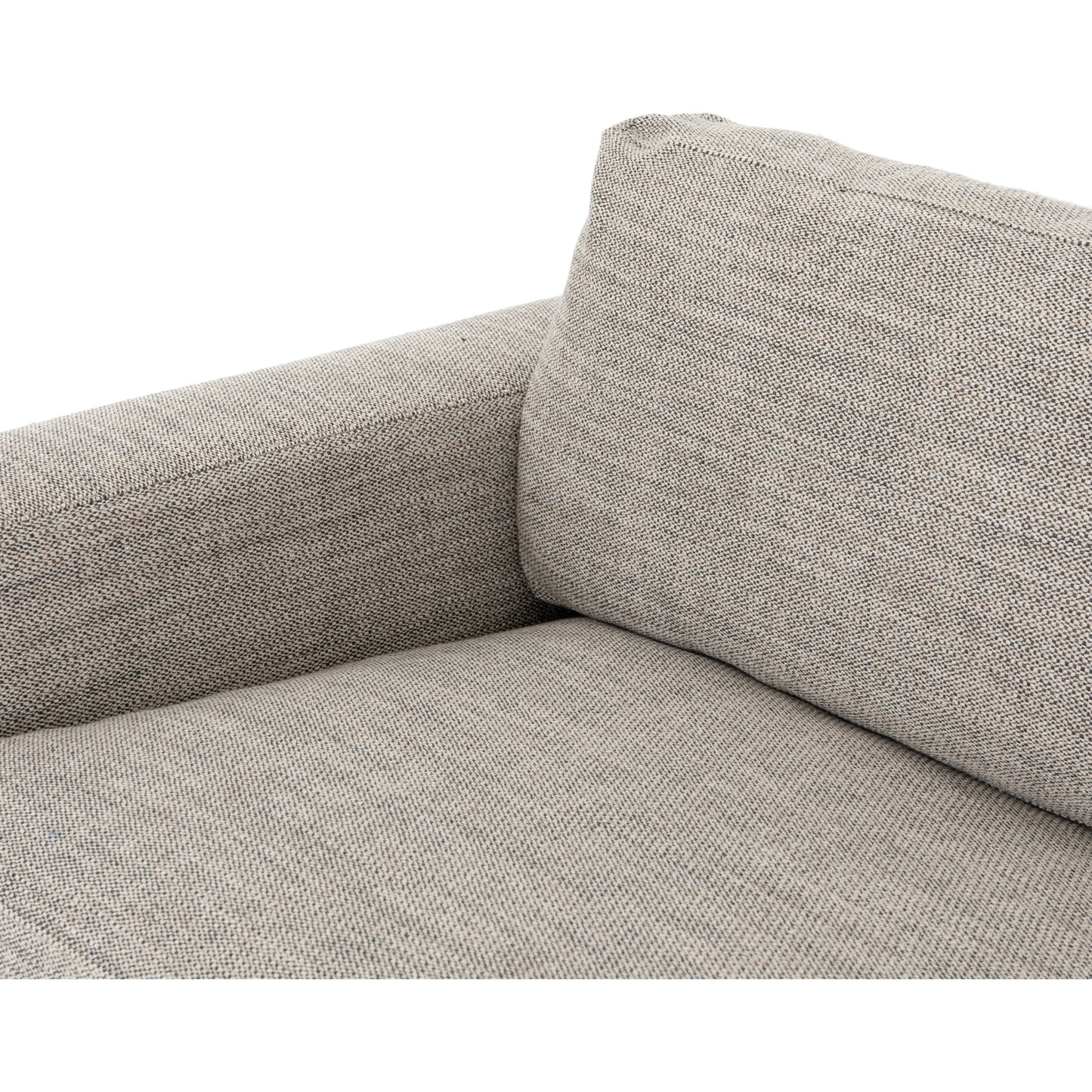 008 SI-1714543 | Closeup | Boone Sofa by Four Hands in washed espresso. Made from 66% polyester, 19% acrylic, 15% flax, linen, solid parawood, 100% polyester in a modern style.