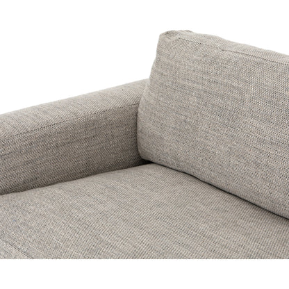Boone Sofa by Four Hands in washed espresso. Made from 66% polyester, 19% acrylic, 15% flax, linen, solid parawood, 100% polyester in a modern style.