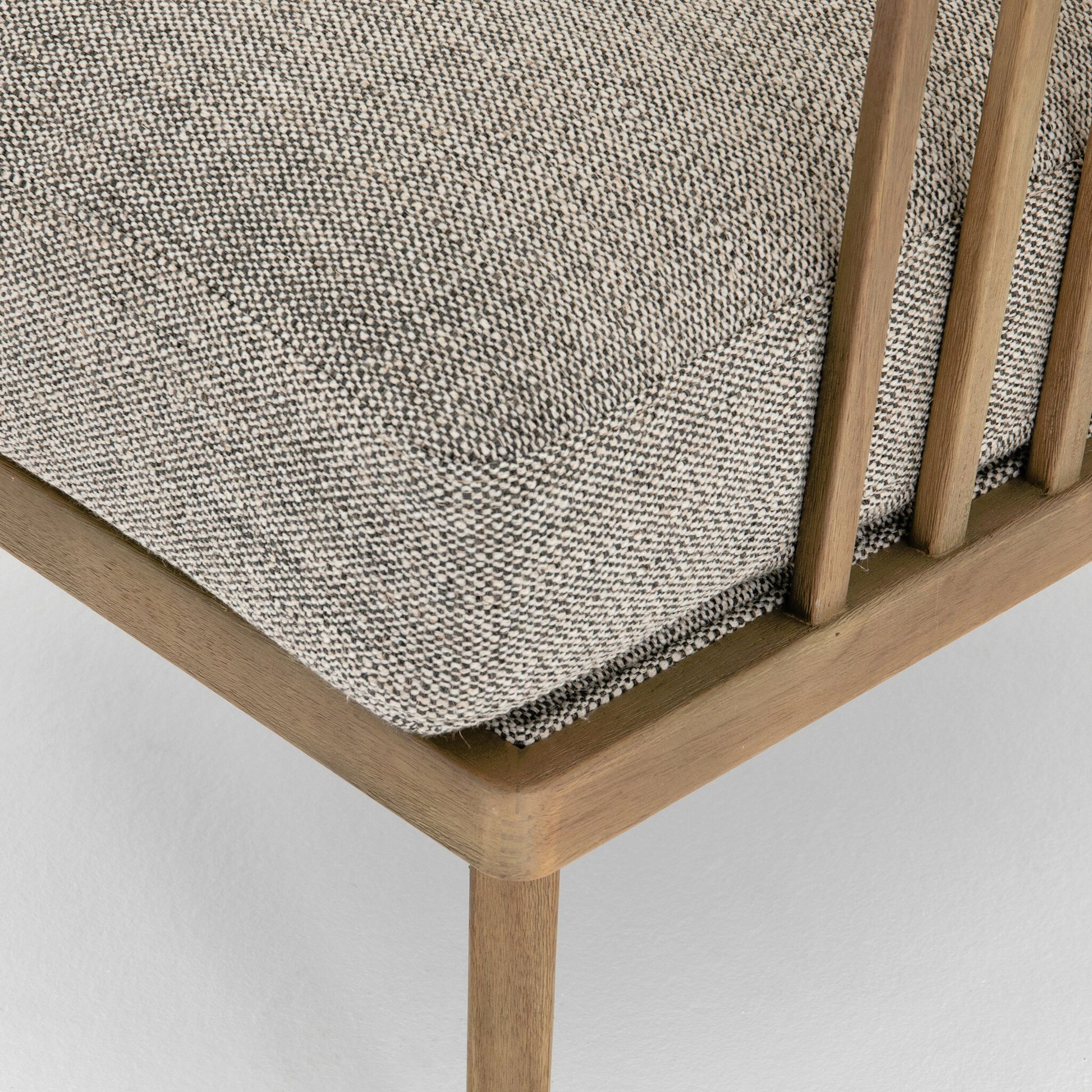 Ariel Chair by Four Hands in thames coal, natural. Made from 66% polyester, 19% acrylic, 15% flax, linen, solid parawood, 100% polyester in a modern style.