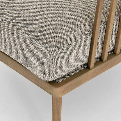 Ariel Chair by Four Hands in thames coal, natural. Made from 66% polyester, 19% acrylic, 15% flax, linen, solid parawood, 100% polyester in a modern style.
