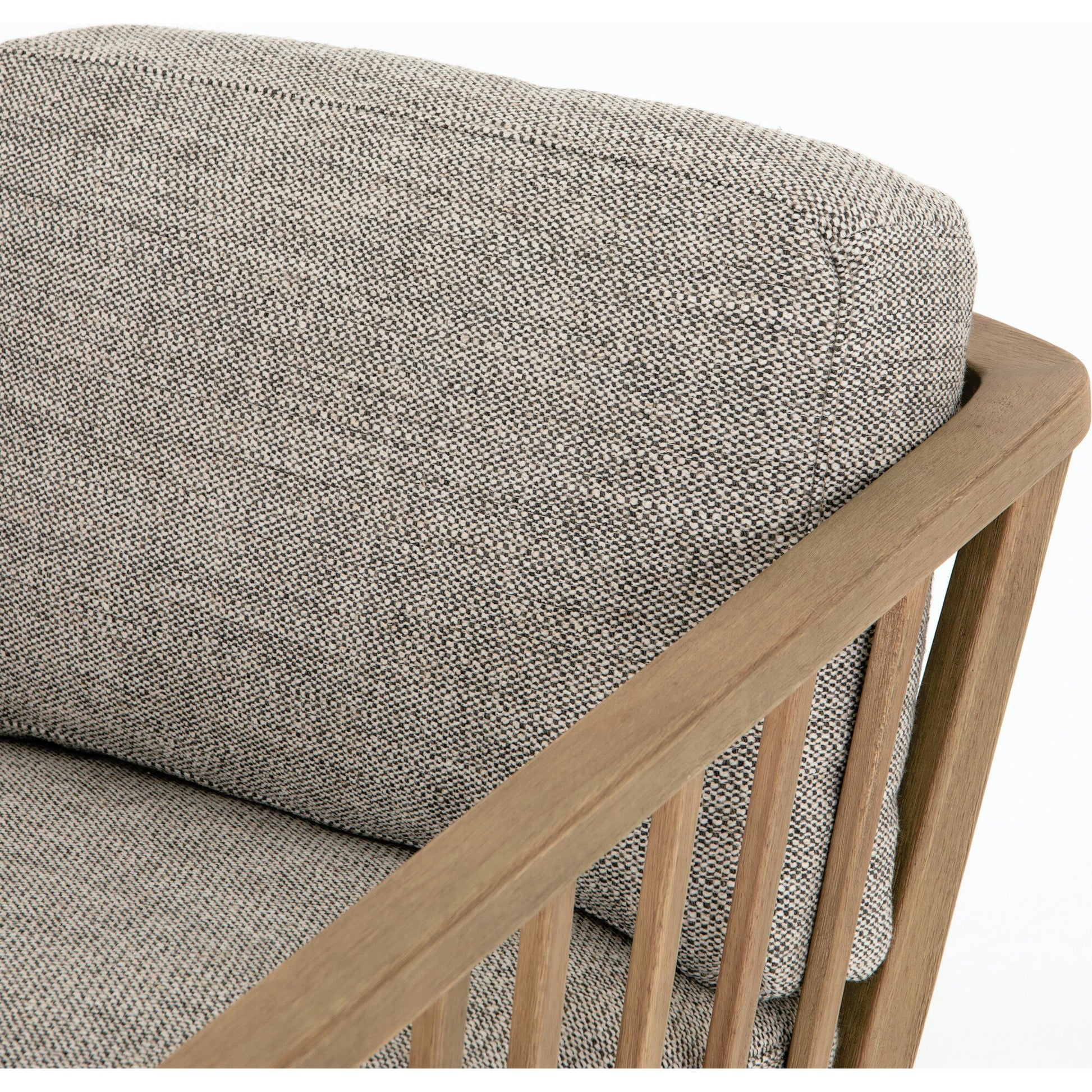 Ariel Chair by Four Hands in thames coal, natural. Made from 66% polyester, 19% acrylic, 15% flax, linen, solid parawood, 100% polyester in a modern style.