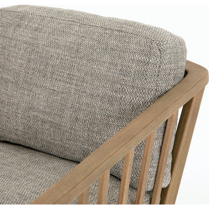 Ariel Chair by Four Hands in thames coal, natural. Made from 66% polyester, 19% acrylic, 15% flax, linen, solid parawood, 100% polyester in a modern style.