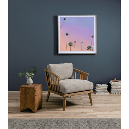 Ariel Chair by Four Hands in thames coal, natural. Made from 66% polyester, 19% acrylic, 15% flax, linen, solid parawood, 100% polyester in a modern style.