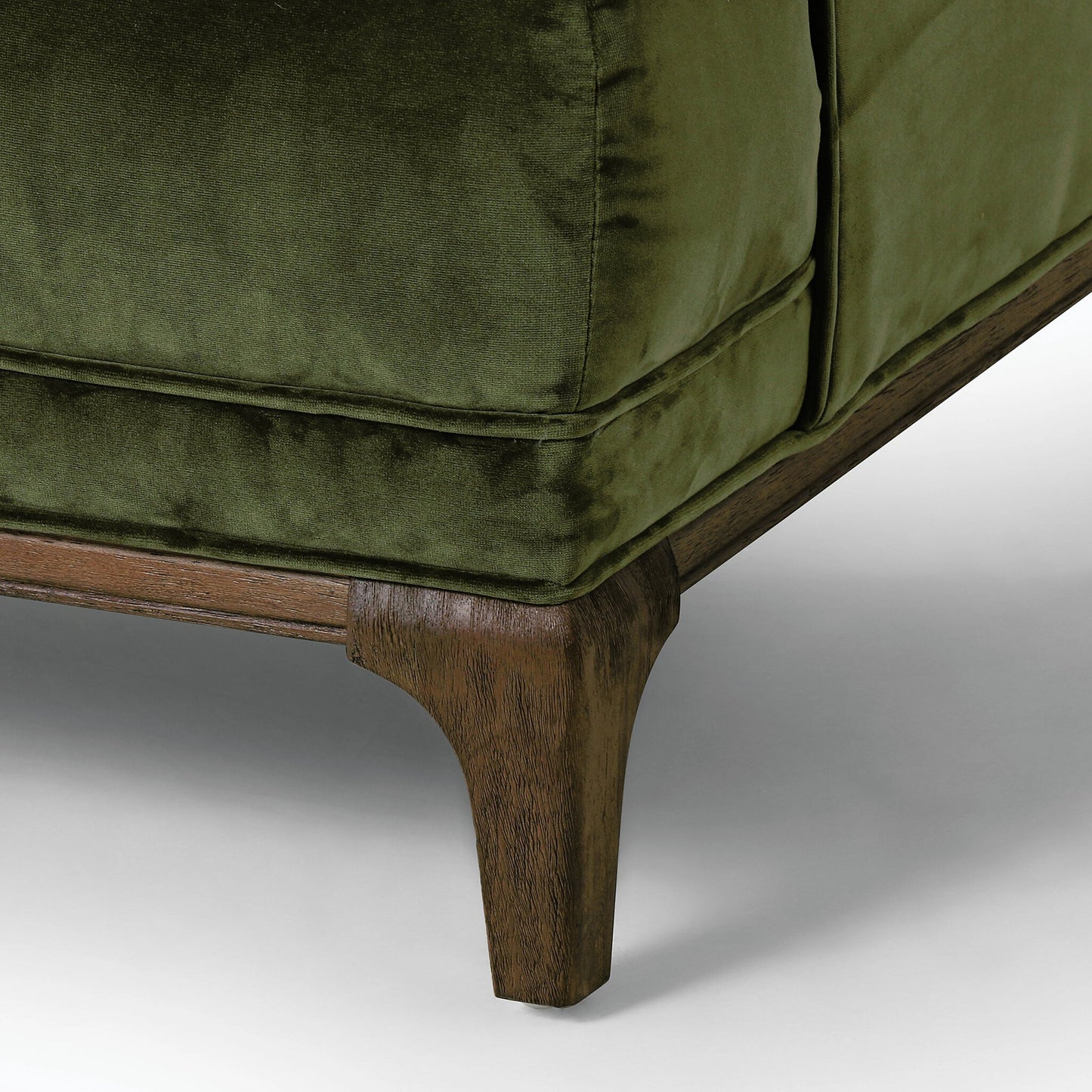 027 SI-2001232 | Closeup | Dylan Chair by Four Hands in sapphire olive, aspen grey. Made from 92% polyester, 5% cotton, 3% latex, solid parawood, 100% polyester in a modern style.