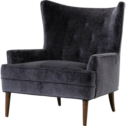 Clermont Chair by Four Hands in charcoal worn velvet, almond. Made from 100% polyester, solid parawood in a modern style.