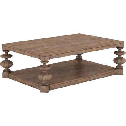 Architrave Rectangular Cocktail Table by A.R.T. Furniture in almond. Made from pine solids and veneer in a traditional style.