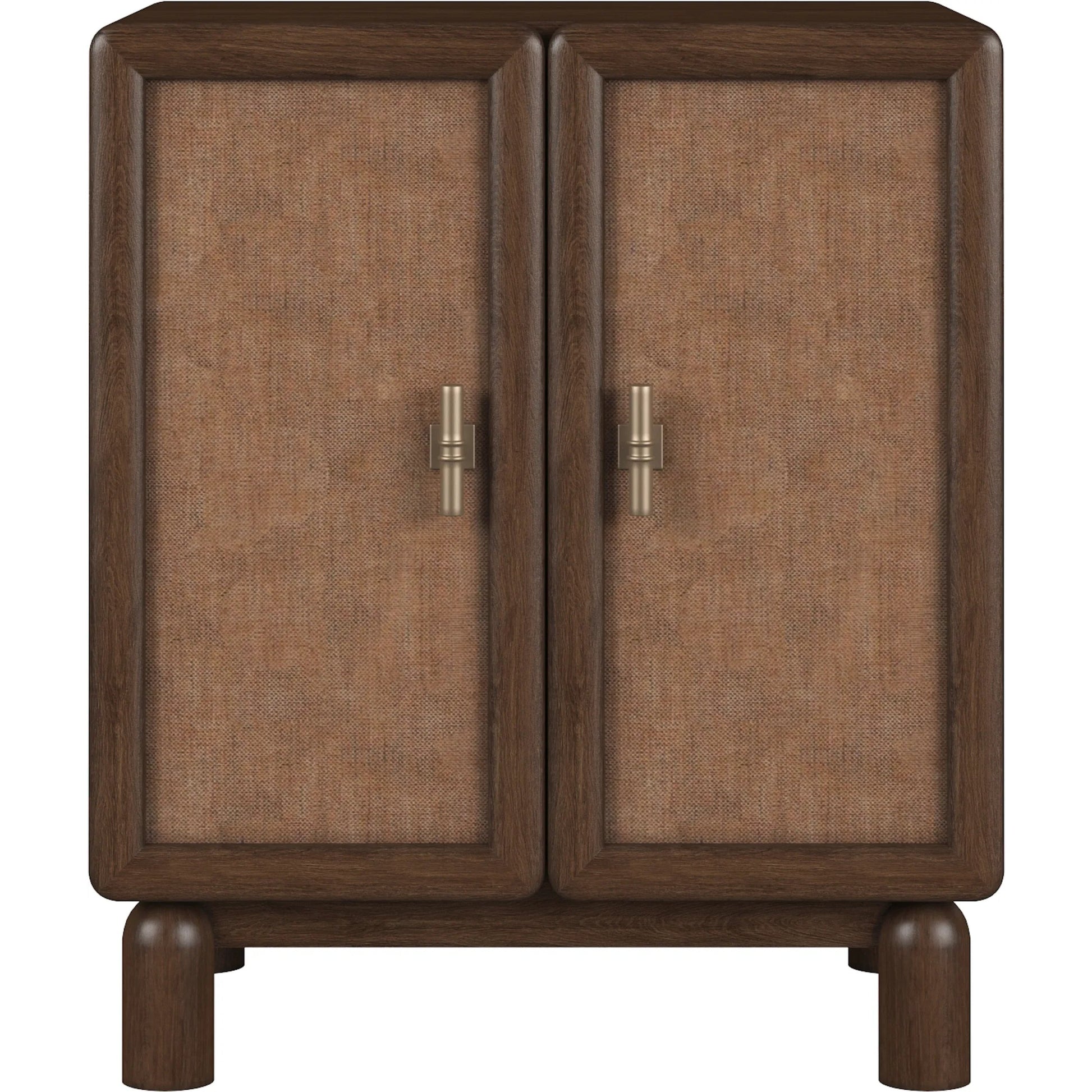 Verge Door Nightstand by A.R.T. Furniture in handcrated walnut. Made from poplar solids, flat cut walnut veneers in a traditional style.