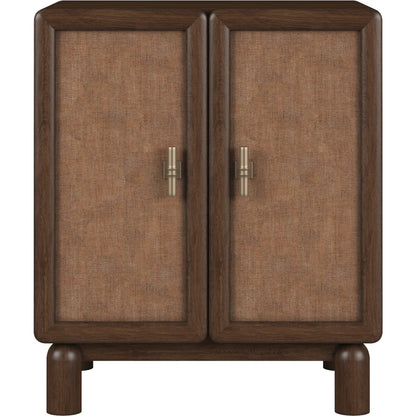 Verge Door Nightstand by A.R.T. Furniture in handcrated walnut. Made from poplar solids, flat cut walnut veneers in a traditional style.