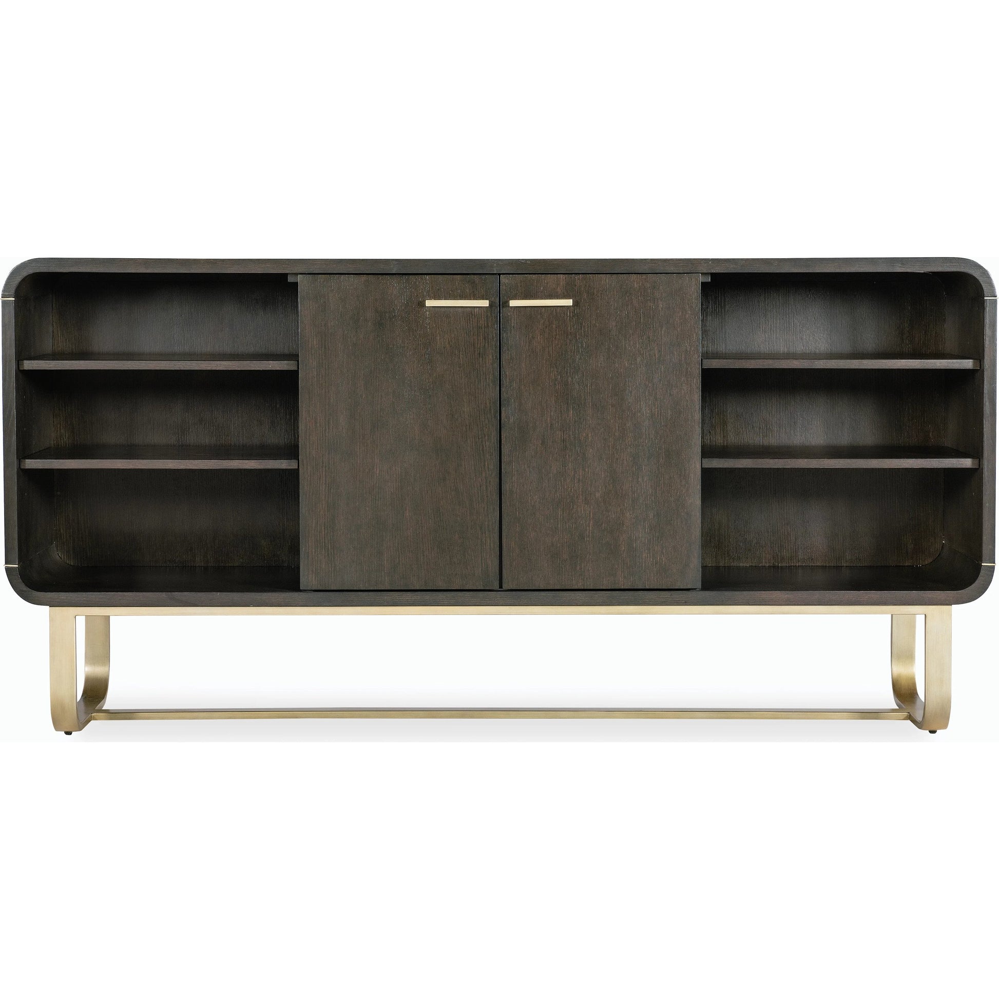 Commerce & Market Metropolitan Credenza by Hooker Furniture in dark wood and dark wood finish. Made from oak veneers, metal tube and sheet metal in a modern style.