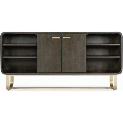 Commerce & Market Metropolitan Credenza by Hooker Furniture in dark wood and dark wood finish. Made from oak veneers, metal tube and sheet metal in a modern style.