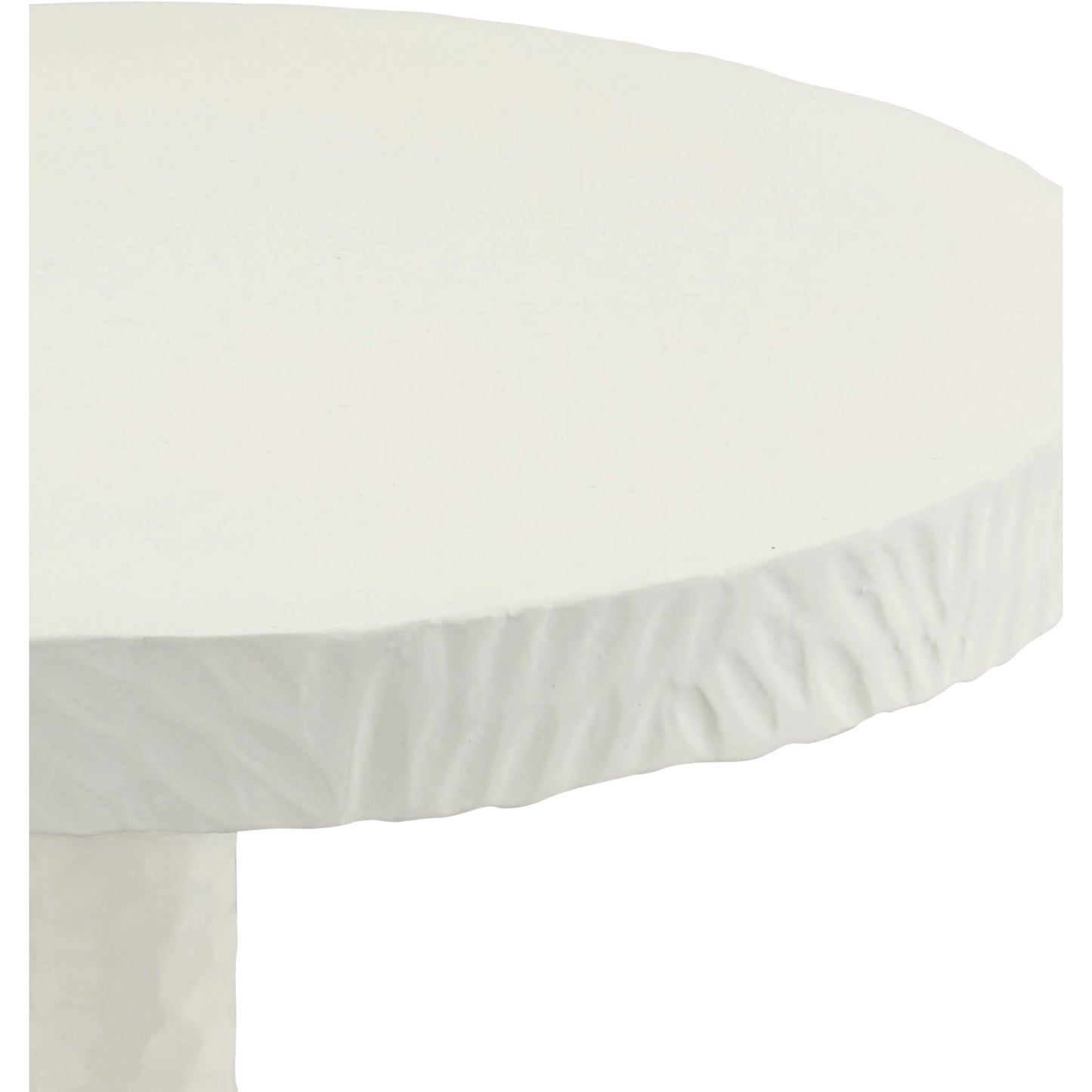 003 SR-823578 | Closeup | Gallo Drinks Table by Currey and Company in gesso white. Made from cast aluminum in a transitional style.