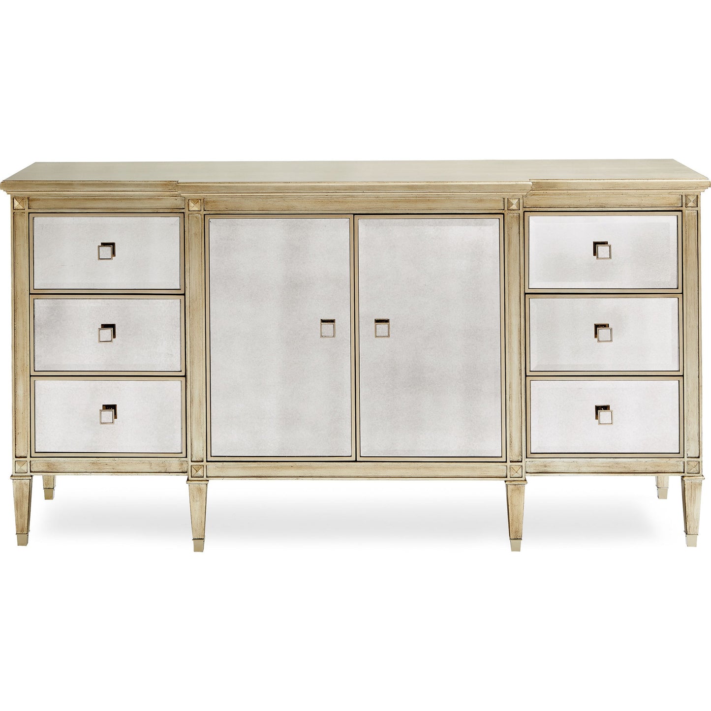 002 SR-768848 | Additional Silo | La-Dee-Dah-Dresser by Caracole in mirrored, silver and auric, gold bullion paint. Made from birch, maple, pine in a traditional style.