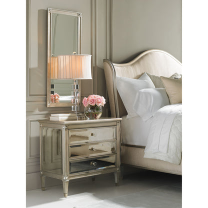 A Classic Beauty Chest by Caracole in silver and auric, gold bullion paint. Made from birch, maple, pine in a traditional style.