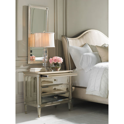 A Classic Beauty Chest by Caracole in silver and auric, gold bullion paint. Made from birch, maple, pine in a traditional style.