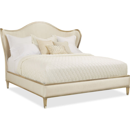 Bedtime Beauty Bed by Caracole in cream, gold and auric. Made from birch, maple, pine in a transitional style.