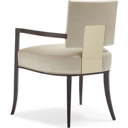 Reserved Seating Armchair by Caracole in gold and seal skin, whisper of gold. Made from birch in a transitional style.