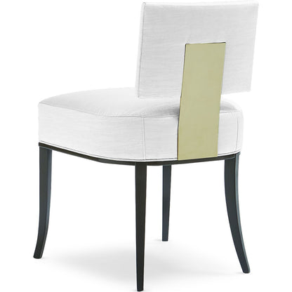 Reserved Seating Sidechair by Caracole in gold and seal skin, whisper of gold. Made from birch in a transitional style.