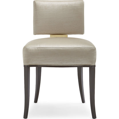 Reserved Seating Sidechair by Caracole in gold and seal skin, whisper of gold. Made from birch in a transitional style.
