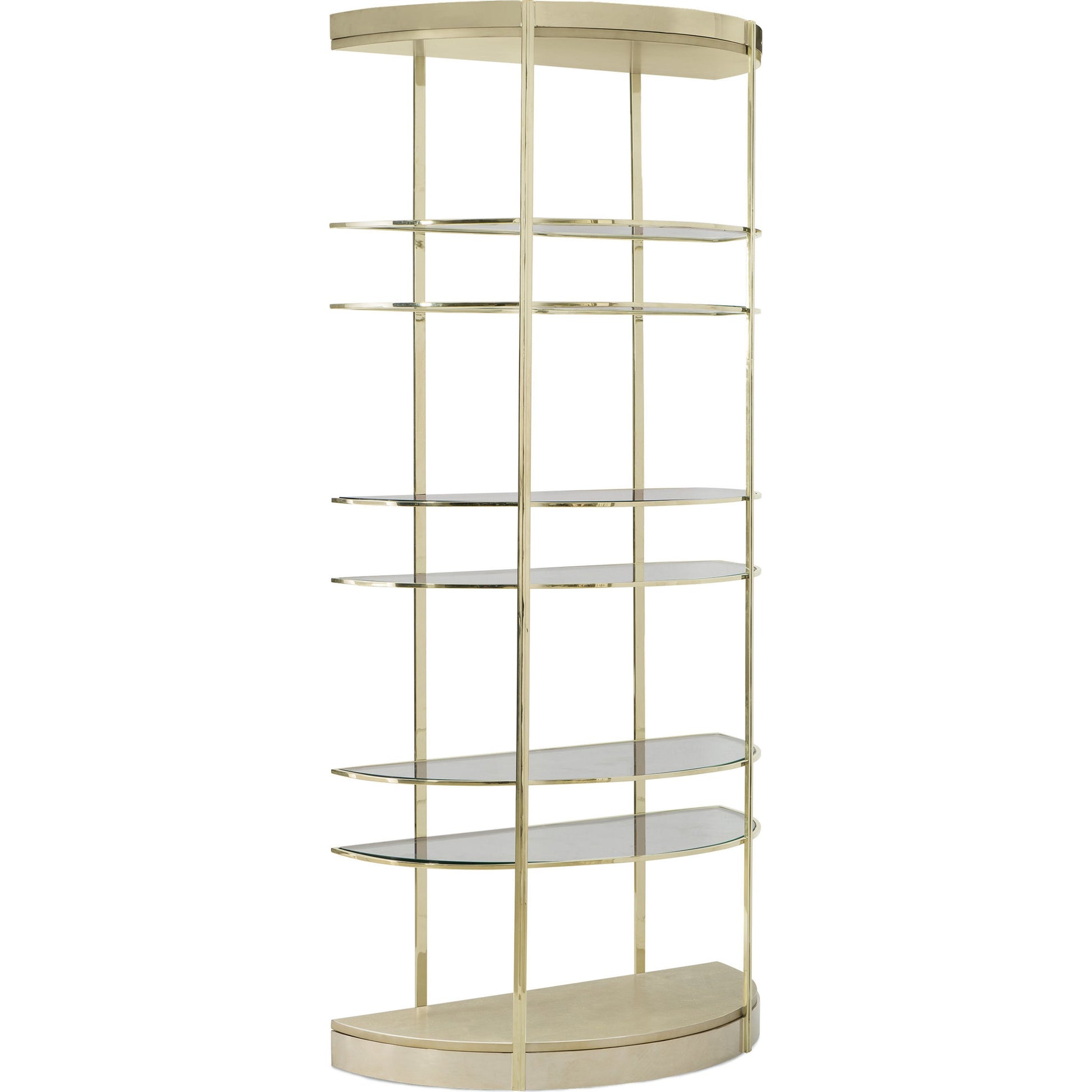 Up up and Away Etagere by Caracole in gold and whisper of gold, auric. Made from metal in a modern style.