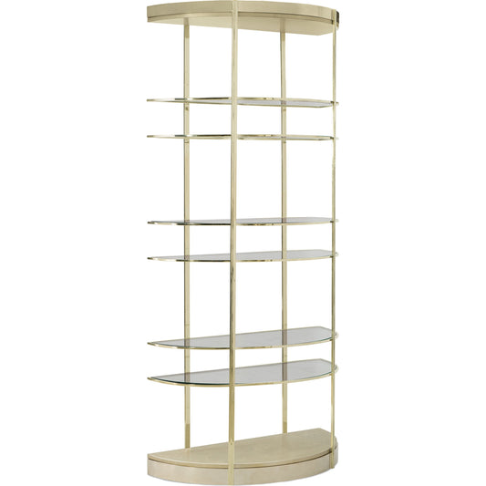 Up up and Away Etagere by Caracole in gold and whisper of gold, auric. Made from metal in a modern style.