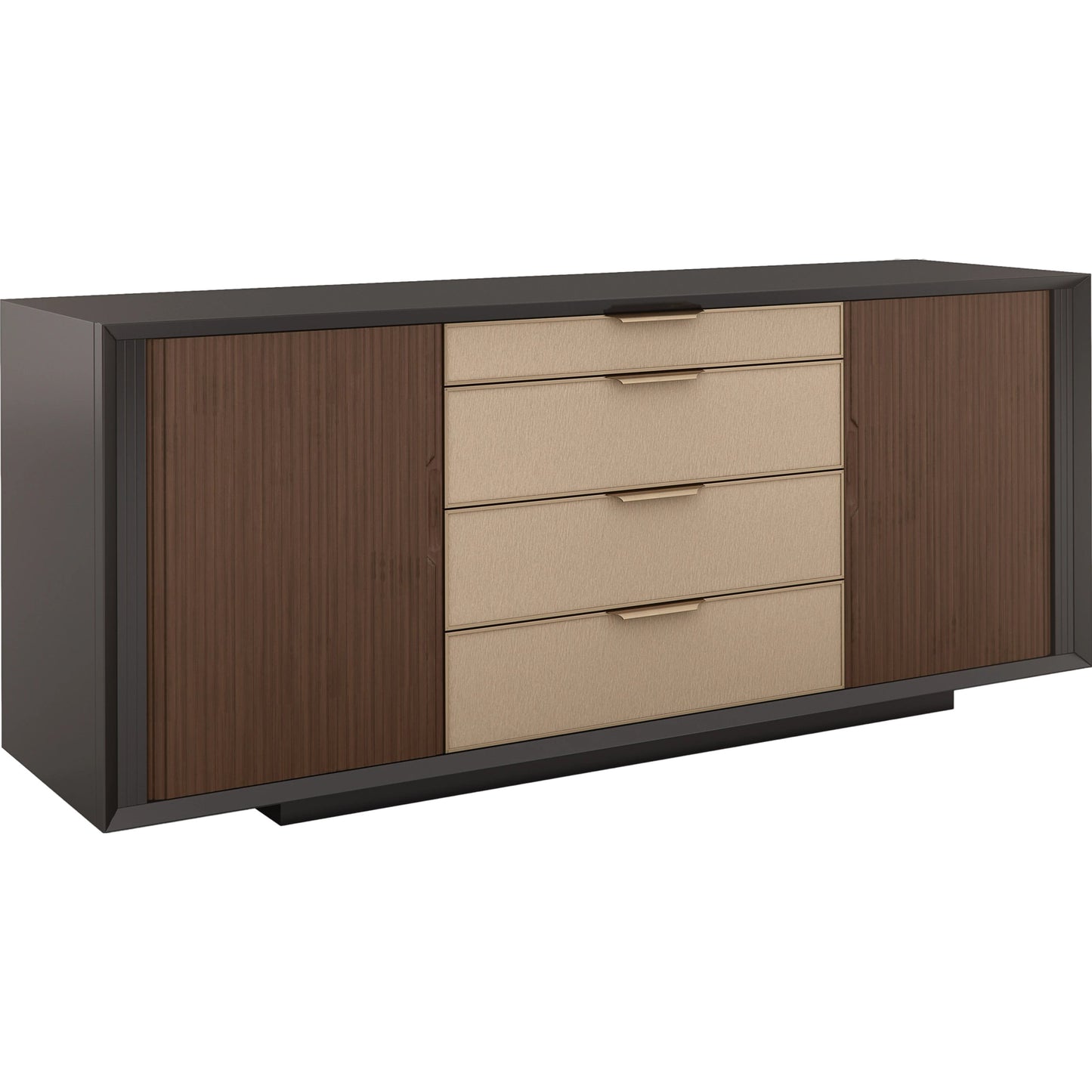 000 SI-1756621 | Primary Silo | Around The Corner Dresser by Caracole in dark chocolate, champagne gold. Made from birch, maple, walnut in a modern style.