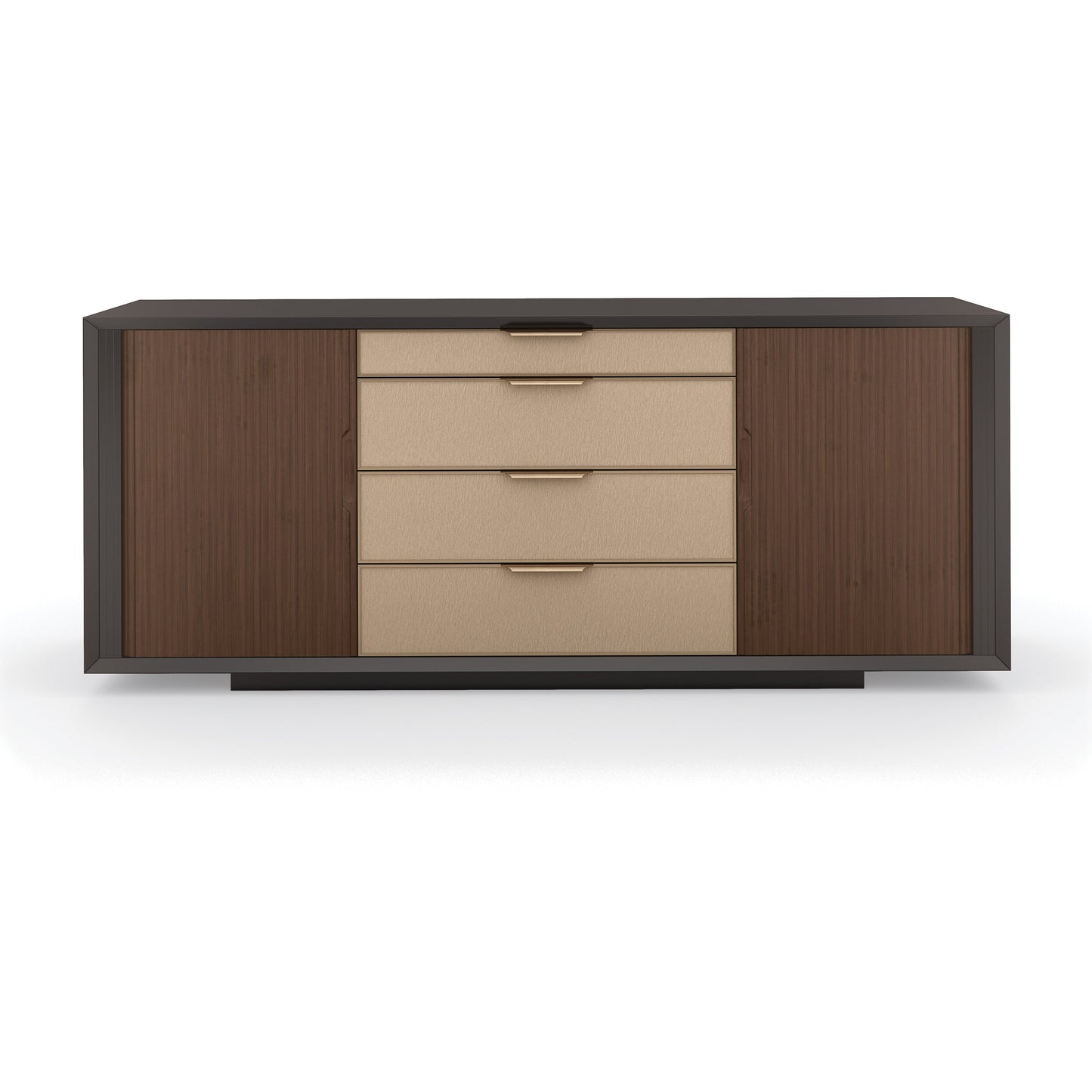 001 SI-1756621 | Additional Silo | Around The Corner Dresser by Caracole in dark chocolate, champagne gold. Made from birch, maple, walnut in a modern style.