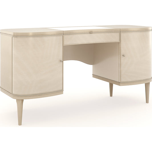 Fancy Me Desk by Caracole in champagne, pearl and champagne pearl. Made from birch, quarter ash, amapa in a transitional style.