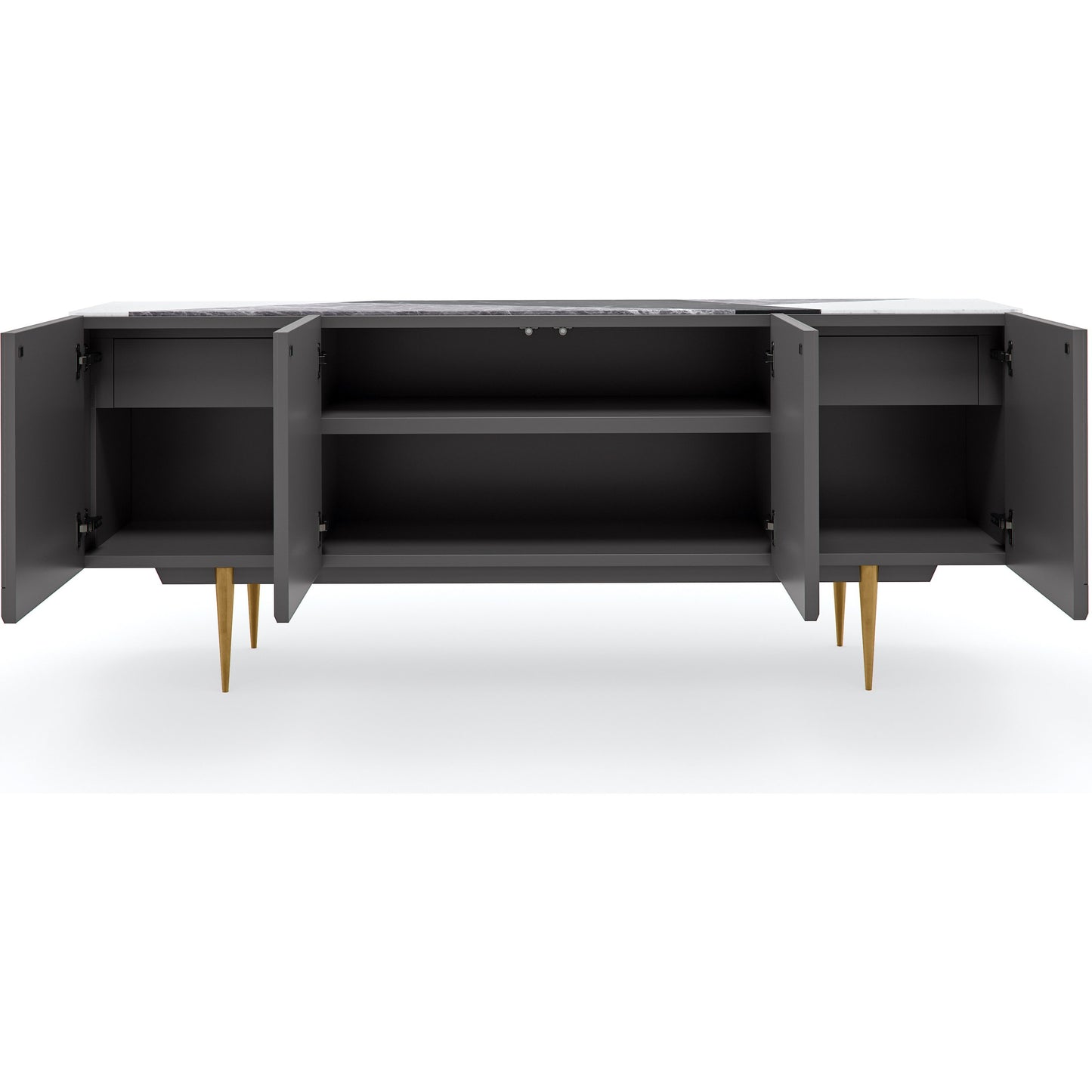 007 SI-1756669 | Additional Silo | Over The Edge Buffet by Caracole in marble, champagne gold and warm slate. Made from birch, maple in a modern style.