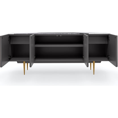 Over The Edge Buffet by Caracole in marble, champagne gold and warm slate. Made from birch, maple in a modern style.