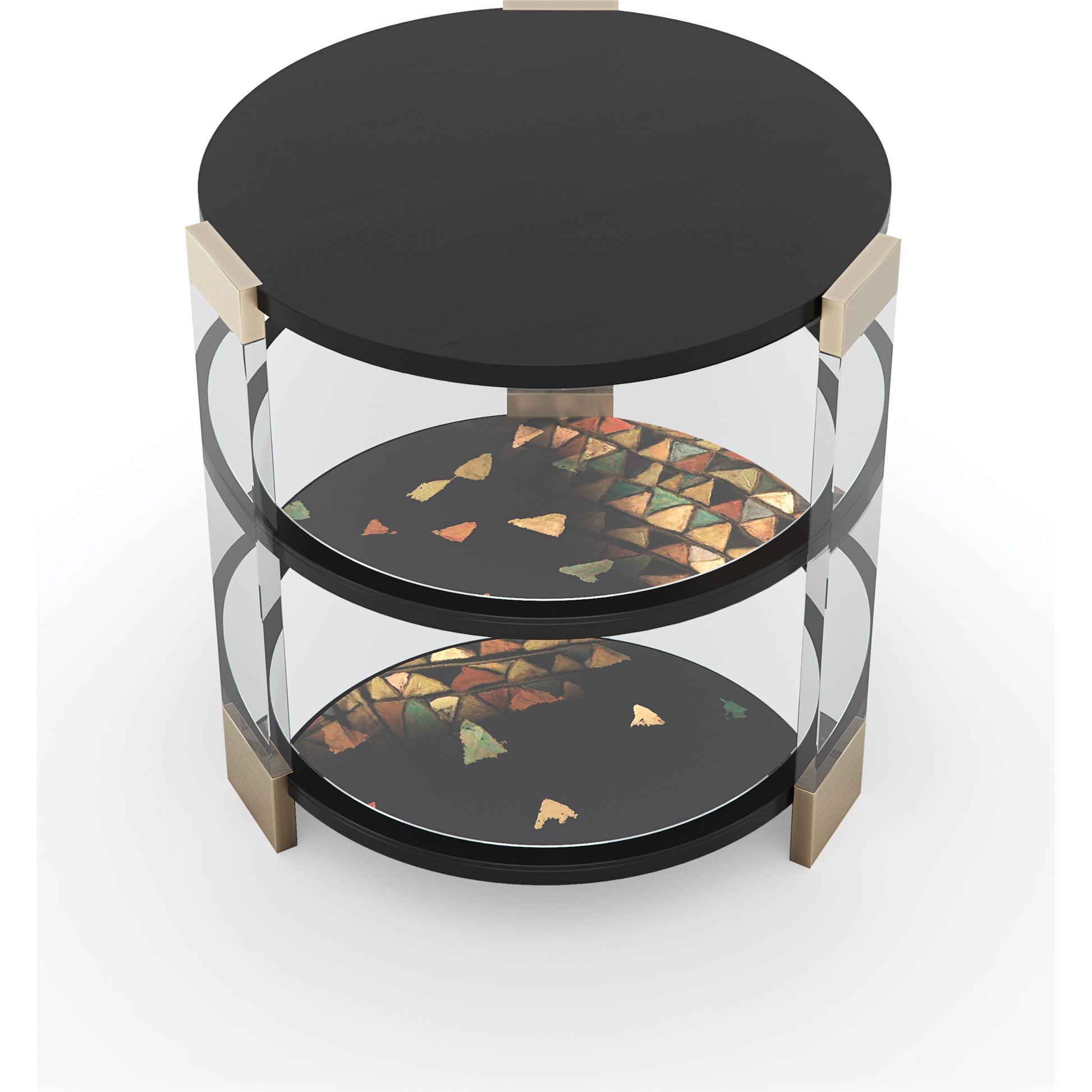 Go Around It End Table by Caracole in tuxedo black, whisper of gold and tuxedo black, whisper of gold. Made from birch, acrylic, maple in a modern style.