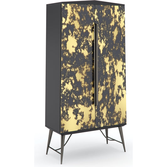 Served With A Twist Bar Cabinet by Caracole in mirrored, bronze and warm slate. Made from birch, metal, maple in a eclectic & global style.