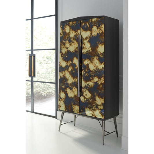 Served With A Twist Bar Cabinet by Caracole in mirrored, bronze and warm slate. Made from birch, metal, maple in a eclectic & global style.