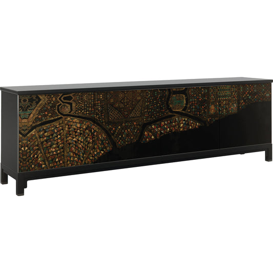 Mosaic Sideboard by Caracole in ebony and satin ebony, deep bronze. Made from birch, maple in a eclectic & global style.