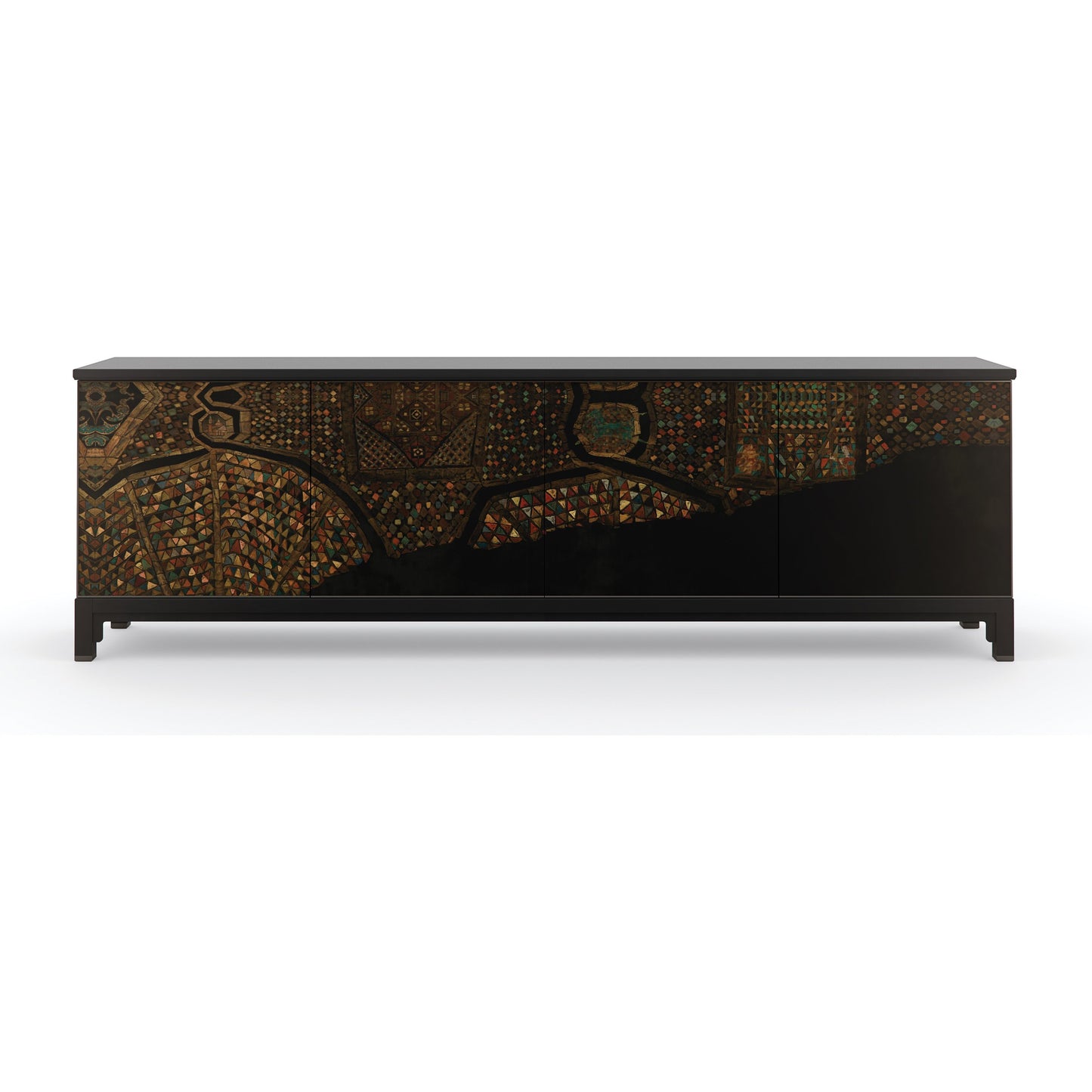 002 SI-1756660 | Additional Silo | Mosaic Sideboard by Caracole in ebony and satin ebony, deep bronze. Made from birch, maple in a eclectic & global style.