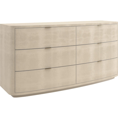 Simply Perfect Dresser by Caracole in ivory painted faux shagreen. Made from birch, new zealand pine in a modern style.