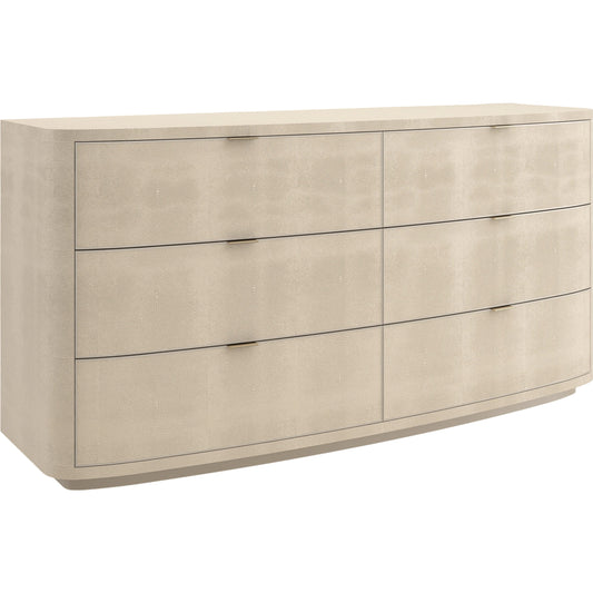 Simply Perfect Dresser by Caracole in ivory painted faux shagreen. Made from birch, new zealand pine in a modern style.