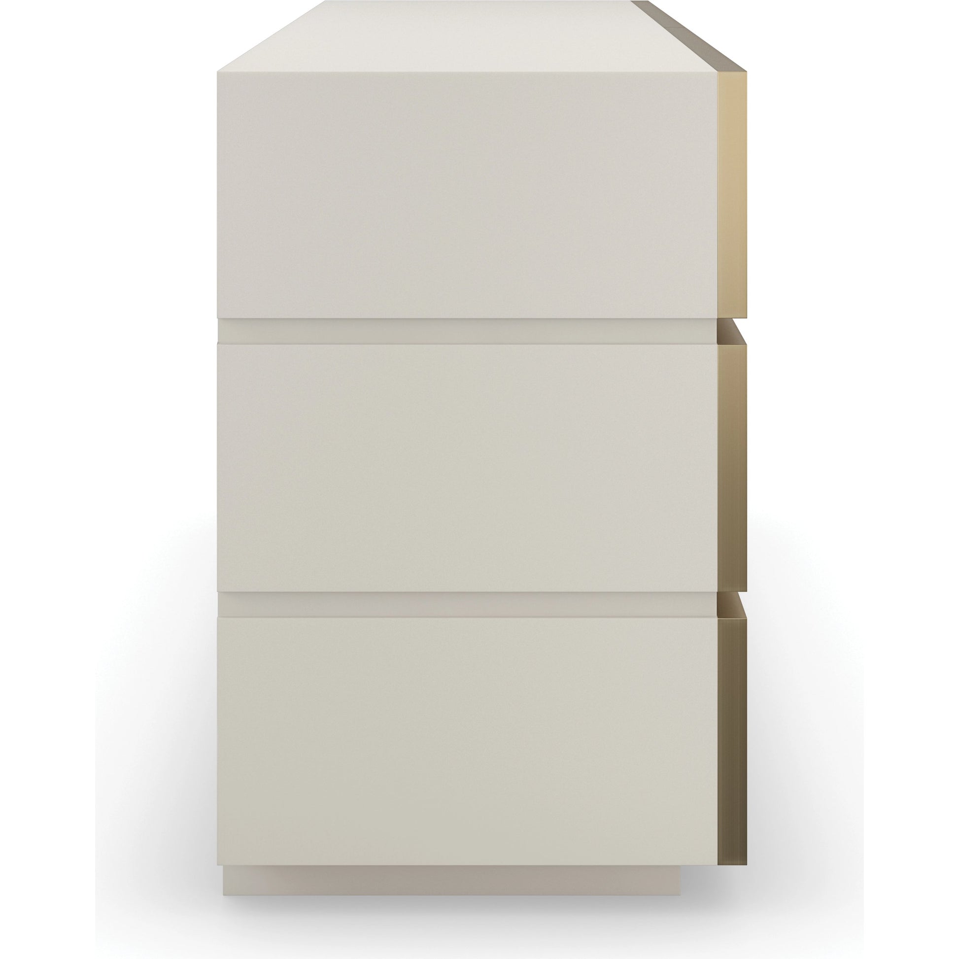 Bedrock Dresser by Caracole in almond milk, champagne gold. Made from poplar, stone in a modern style.