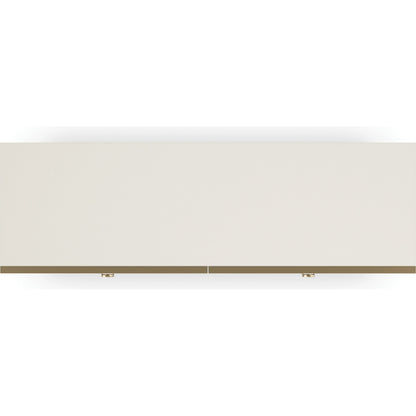 Bedrock Dresser by Caracole in almond milk, champagne gold. Made from poplar, stone in a modern style.